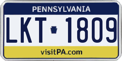 PA license plate LKT1809