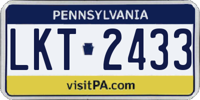 PA license plate LKT2433