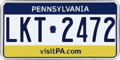 PA license plate LKT2472