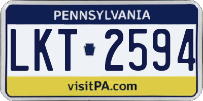 PA license plate LKT2594