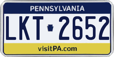 PA license plate LKT2652