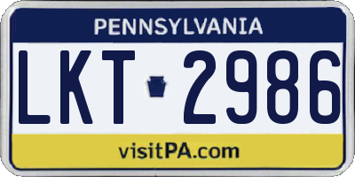PA license plate LKT2986
