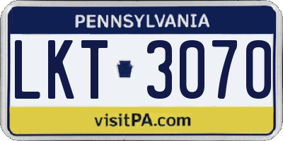 PA license plate LKT3070