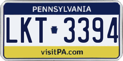 PA license plate LKT3394