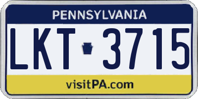 PA license plate LKT3715