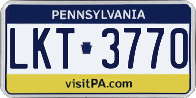 PA license plate LKT3770