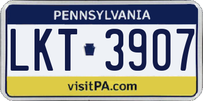 PA license plate LKT3907