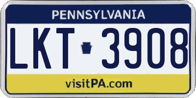 PA license plate LKT3908