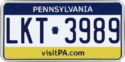 PA license plate LKT3989