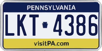 PA license plate LKT4386