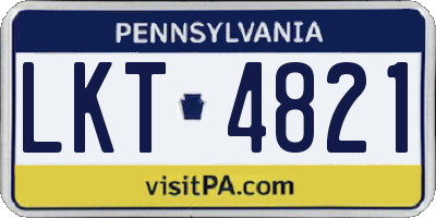 PA license plate LKT4821