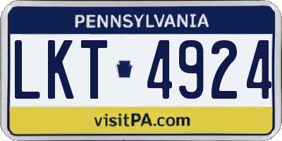 PA license plate LKT4924