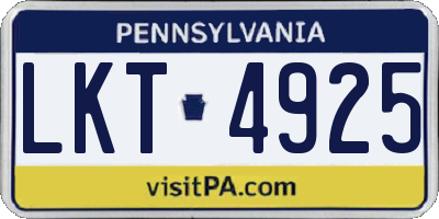 PA license plate LKT4925