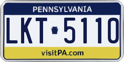 PA license plate LKT5110