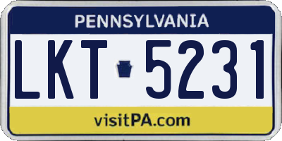 PA license plate LKT5231