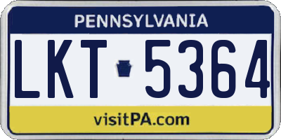 PA license plate LKT5364
