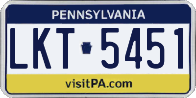 PA license plate LKT5451