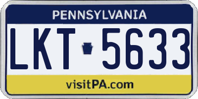 PA license plate LKT5633