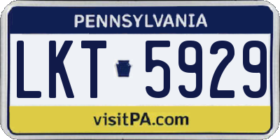 PA license plate LKT5929