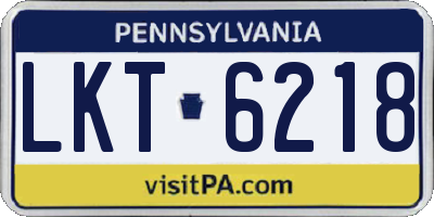 PA license plate LKT6218