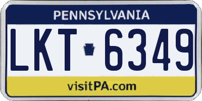 PA license plate LKT6349