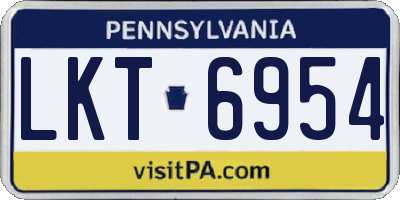 PA license plate LKT6954