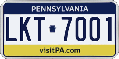 PA license plate LKT7001
