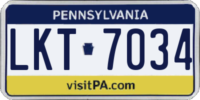 PA license plate LKT7034