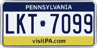 PA license plate LKT7099