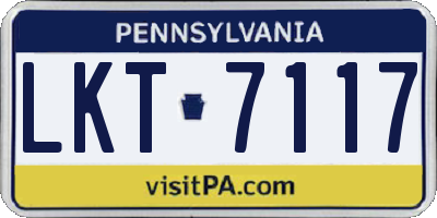 PA license plate LKT7117