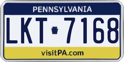 PA license plate LKT7168
