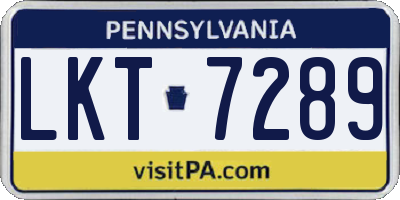 PA license plate LKT7289