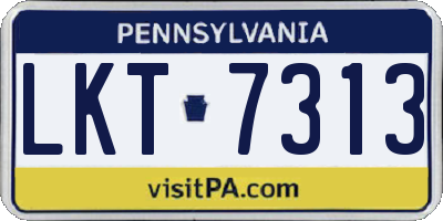 PA license plate LKT7313