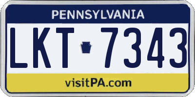 PA license plate LKT7343