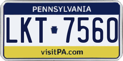 PA license plate LKT7560