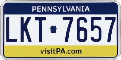 PA license plate LKT7657