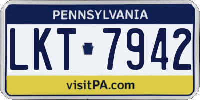 PA license plate LKT7942