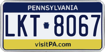 PA license plate LKT8067