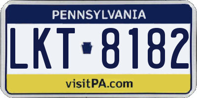 PA license plate LKT8182
