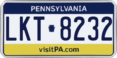 PA license plate LKT8232
