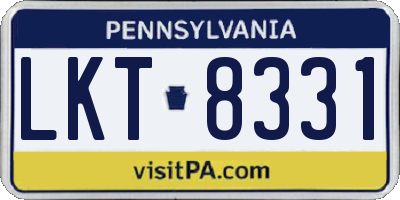 PA license plate LKT8331