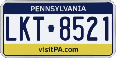 PA license plate LKT8521