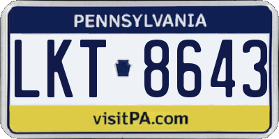 PA license plate LKT8643