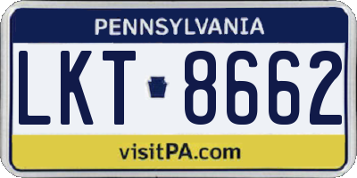 PA license plate LKT8662