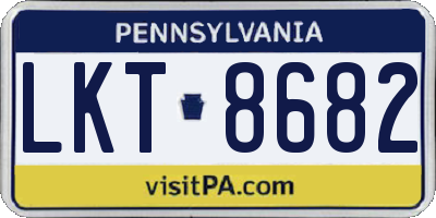 PA license plate LKT8682