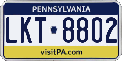 PA license plate LKT8802