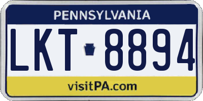 PA license plate LKT8894
