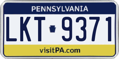 PA license plate LKT9371