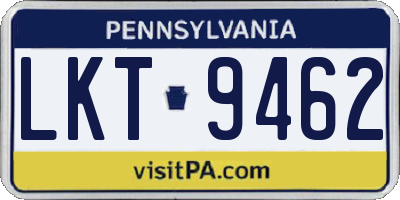 PA license plate LKT9462