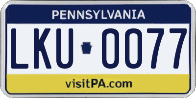 PA license plate LKU0077
